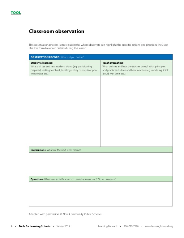 Image for aesthetic effect only - Tool-classroom-observation