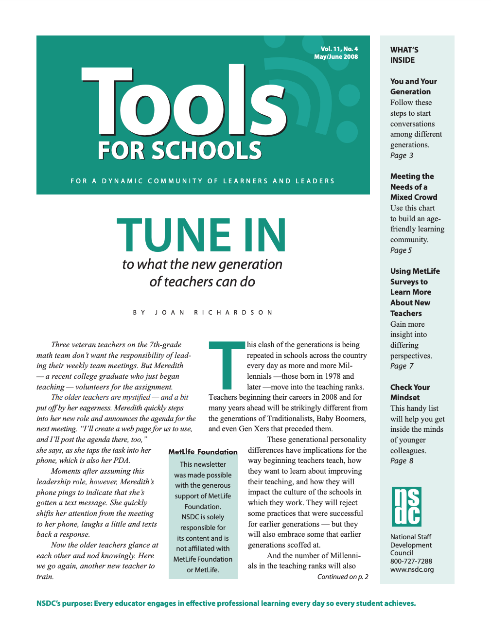 Image for aesthetic effect only - Tools-for-schools-may-june-2008-vol-11-no-4