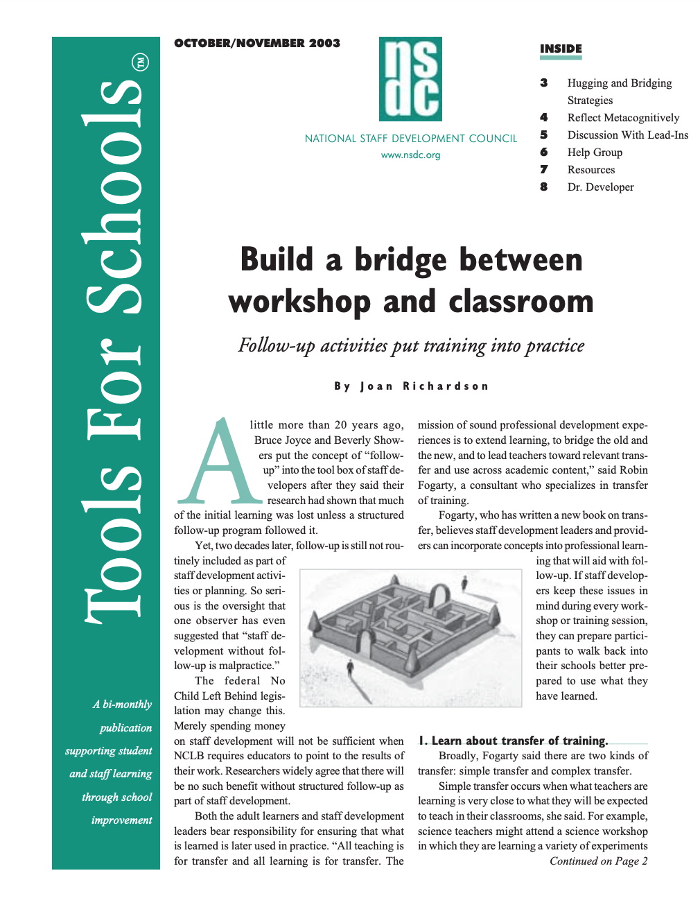 Image for aesthetic effect only - Tools-for-schools-october-november-2003-vol-7-no-2