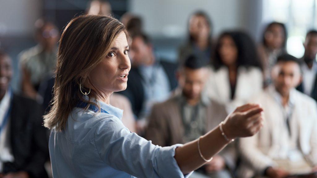 Shot of a businesswoman delivering a presentation at a conference